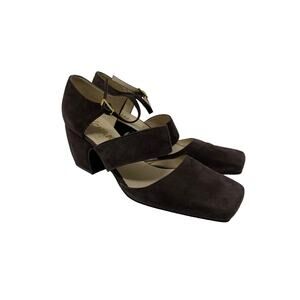 Chanel Women's Size 38 US 7 Square Toe Slingback Pumps Chocolate Brown Suede